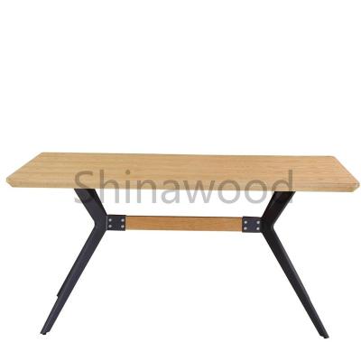 China (Other) adjustable dining table with wood veneer on table top and metal base textured powder coata for dining room for sale