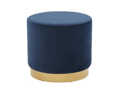 China Wholesale Colorful Blue Removable Cover Velvet Fabric Bedroom Furniture With Metal Gold Bottom Cheap Ottoman Stool for sale