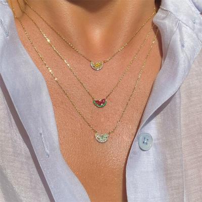 China 18K Gold Brass FASHIONABLE Small Fruit Fashion Necklace Element Summer Style Tasty Tasty Watermelon Pendant Jewelry For Women Girl for sale