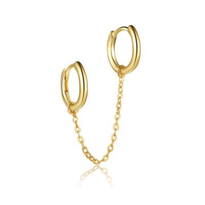 China New FASHIONABLE INS 18K Gold Plated Simple Smooth Chain Earrings For Women Girl for sale