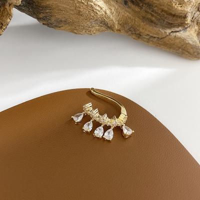 China BOHEMIA 2021New 18K Gold Plated Simple BOHEMIA Crystal Zircon Cuff Ear Clips For Girl for sale