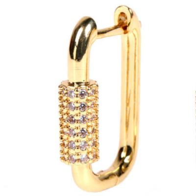 China Amazon FASHIONABLE Hot Selling 18K Gold Plated Inlaid Geometric Zircon Square Earrings For Women for sale