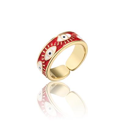 China New TRENDY INS Gold Plated Eye Ring Simple Retro Opening Adjustable Demon Eye Ring For Women Girls Fashion Jewelry Real for sale