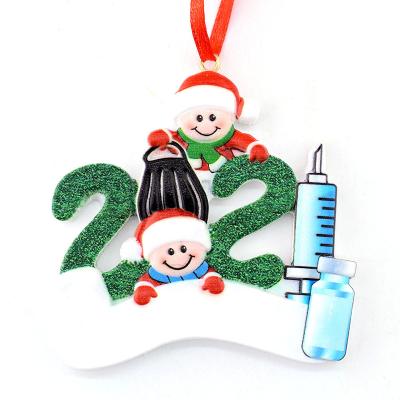 China Hanging Festival Stuff 2021 Quarantine Christmas Polyresin Ornament DIY Personalized Family Christmas Tree Pendant Gift for sale