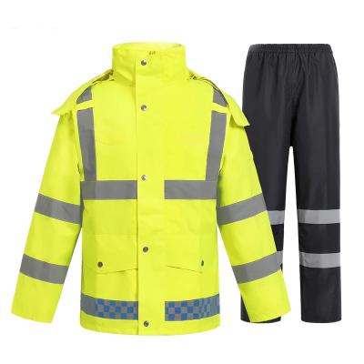 China High Resistant Gear Suit Rain Work PVC Reflective Jacket And Pants Waterproof Windproof Raincoat For Men for sale