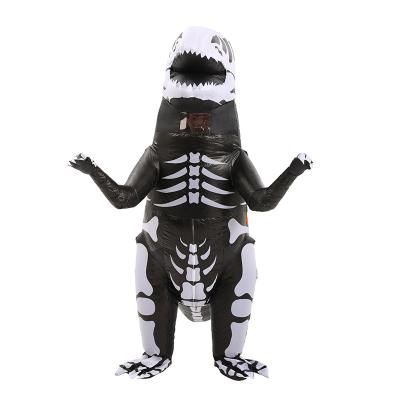 China Festival Decoration Party Decoration Halloween Inflatable Dinosaur Skeleton Black Jumpsuit Cosplay Costume For Kids Adult Costumes for sale