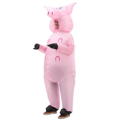 China Festival Decoration Halloween Christmas Costume Cosplay Funny Pink Inflatable Cartoon Pig Costumes Inflatable Party Costume for sale