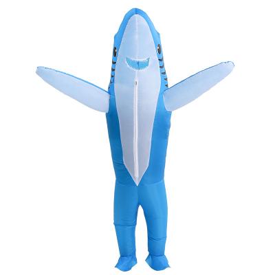 China Cheap Mascot Funny Costume Halloween Festival Decoration Quantity Blue Shark Cosplay Animal Inflatable Costumes For Adults for sale