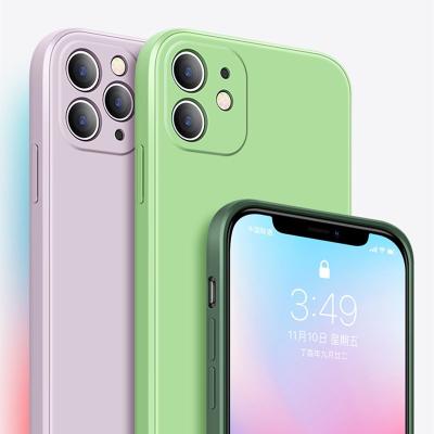 China Anti-fingerprint Shockproof 2021Luxury Square Liquid Silicone Phone Case / For iPhone 11 Pro 12 Mini XS Max X XR 7 8 Plus Slim Soft Cover Candy Case for sale