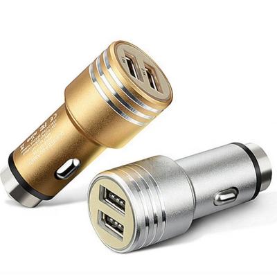 China Promotional Metel Aluminum Alloy Car Charger Dual USB 2.4A Car Charger Adapter Vehicle Metal Charger for Smartphone/Tablet for sale