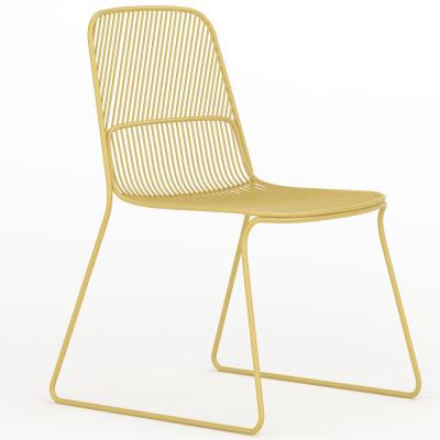 China Wholesale Contemporary Modern Mesh Chair Metal Gold Steel Legs Stackable Dining Side Chair for sale