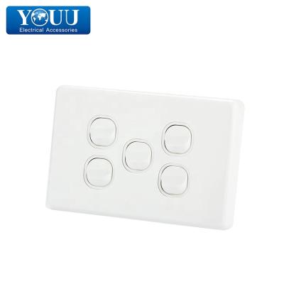 China Stylish Design YOU SAA Approved Australian Market 5 Gang Electrical Wall Switch for sale