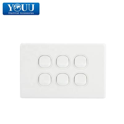 China Cool PC And You Copper Wall Switch SAA Certification 6 Strip Wall Lamp Switch U1506 for sale