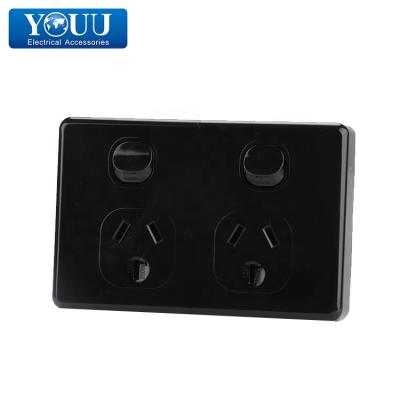 China Cheap Cool And Double Black Color Power Points Aussie 10a Copper Pc Power Point for sale