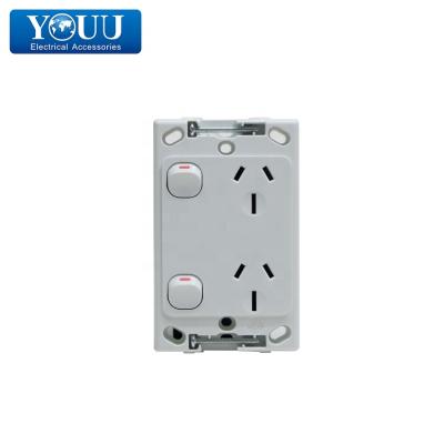 China Stylish Design SAA Certification Power Point Socket 250V Modern Dual Wall Switch Electrical Outlet for sale