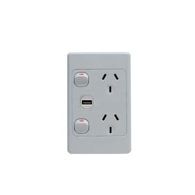 China PC YOU SAA Australian Standard Double Power Point 10A Wall Switch And Socket for sale