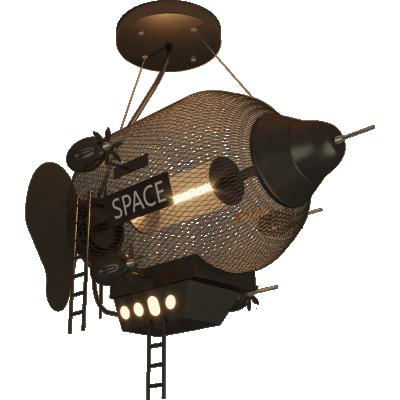 China Modern Factory Hotsale 6000 Lumen Astronaut Rocket Cartoon Lamp Optical Night Lamp Spacecraft Chandeliers 76W With Remote Control for sale