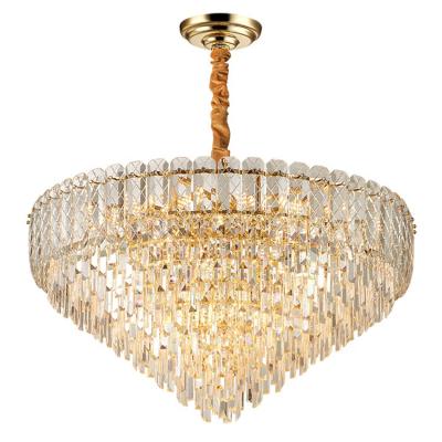 China New Luxury Round Crystal Pendant Light Home Lamps Hotel Lamps Fixture Decorative Gold Led Modern Luxury Crystal K9 Chandelier for sale