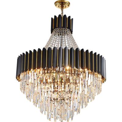 China 2022 Nordic modern crystal pendant light luxury indoor luxury k9 series chandelier black gold LED hanging lights home for sale