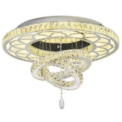 China New style LED living room ceiling lamp luxury circular crystal light European household romantic warm romantic bedroom hall bedroom lamp for sale