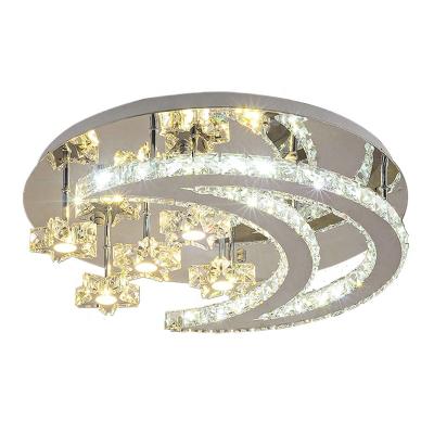 China Atmospheric modern luxury crystal lamp the romantic wedding outdoor mounted European restaurant star moon room LED bedroom ceiling lamp for sale