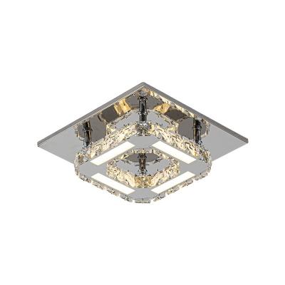 China Surface Mounted European Style Creative Single Layer Crystal LED Luxury Living Room Modern 4 Head Ceiling Lamp for sale