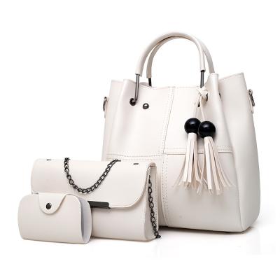 China High quality 2021 new simple color PU bag various large capacity women's temperament bag three-piece set for sale