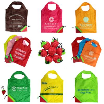 China Customized Eco-friendly Logo Strawberry Folding Bag Creative Printable Animal Folding Bag for sale