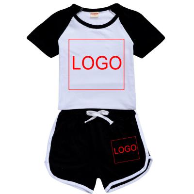 China Summer casual wholesale kids sports short sleeve shorts for boys and girls pure white custom made clothing set for sale