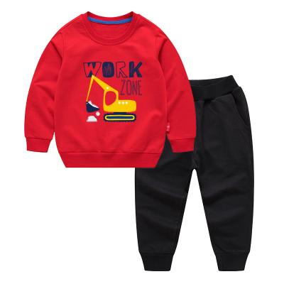 China Vintage Kids Jogger Sets Boys and Girls Cartoon Printing Machine Sweatshirt 100% Cotton Sweater Dig Set for sale