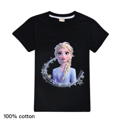 China Anti-pilling 3-15 years old custom made 100% cotton children's short sleeve cartoon boys and girls T-shirt wear for sale