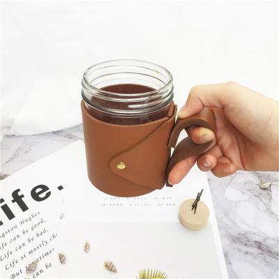 China Non-slip Sleeve Glass Main Layer Household Products Cup Heat Insulation Anti-Scalding Leather Cup Sleeve for sale