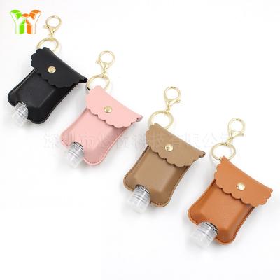 China PU Leather Pouch Instant Handbag Key Chain Holder Sanitizer Liquid Hand Pouch With Holder Key Chain for sale