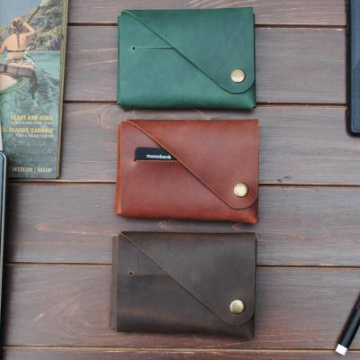 China Custom Genuine Leather RFID Origami Wallet Wallet Minimalist Folding Card Holder for sale