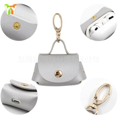 China For Earphone Mini Leather AirPods Pro Case Handbag Design For Apple AirPods 3 With Key Chain Hook for sale