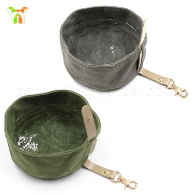 China Sustainable Waxed Canvas Dog Feeding Bowl Luxury Slow Feeder Dog Bowl Puppy Travel Food Bowls Pet Water Holder for sale