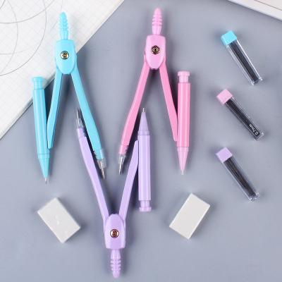 China High Quality Pink 3 Colors School Math Geometry School Math Compass Set With Plastic Box For Student for sale