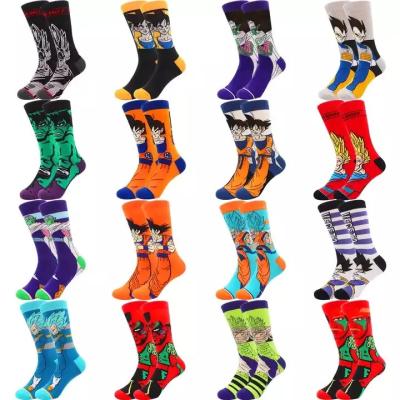 China Dropshipping Sporty Whale Fashion Comics Cotton Calcetines Custom Tube Crew Design Anime Cartoon Bangs Men for sale