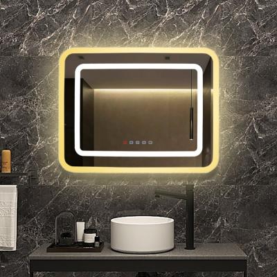 China Hotel Bath Mirrors Magnifying Frameless Led Lighting Hotel Led Lighted Bathroom Mirror With Bluetooth Speaker for sale