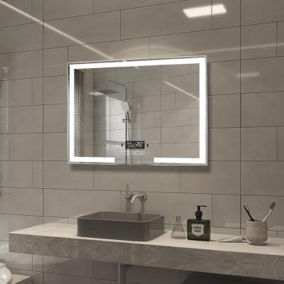 China Dimmable Human Body Induction System Flush Wall Magnifying Mirror For Bathroom Decorate for sale