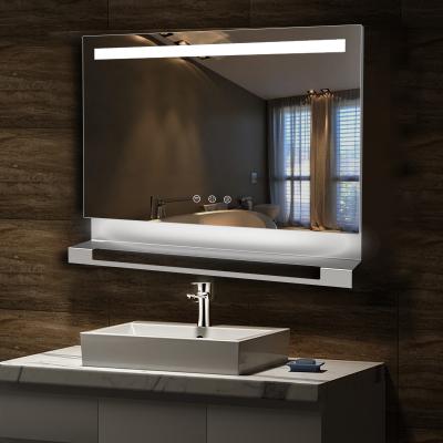 China Customized Magnifying RGB 7 Colors Brightness Dimmable Wall Mirrors Demister System Bathroom Led Wall Mirror for sale