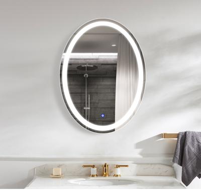 China Magnifying Wall Hanging Round Dimming Frameless Led Light Smart Silver Bathroom Mirror With Touch Sensitive Switch for sale