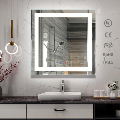 China Enlargement Under Square Fog IP44 Wall Mount Vanity Lighting Bathroom Led Mirror for sale