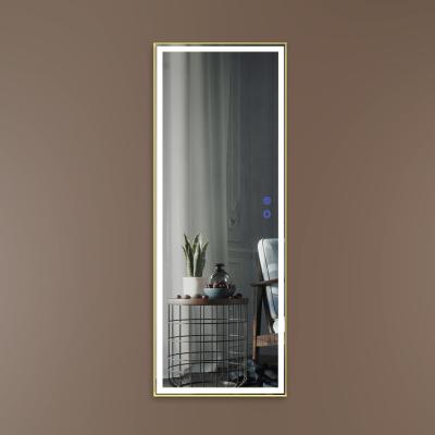 China Contemporary Modern Full Mirror Bedroom Long Wall Mount Led Dressing Mirror With Aluminum Frame for sale