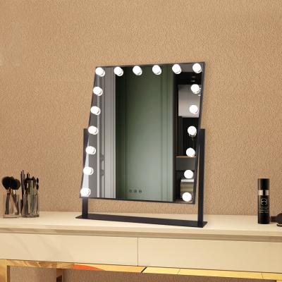 China Standing Large Diamond Lighted Crystal Desktop Cosmetic Cosmetic Porcelain Led Beauty Sensor Touch Mirror for sale