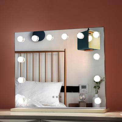 China European Hollywood Style Lighted Dressing Table Large Standing Desk Mirror With Led Light for sale