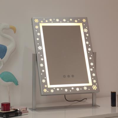 China Lighted Touch Sensor Switch Metal Frame Desktop Vanity Make Up With Led Light Mirror for sale