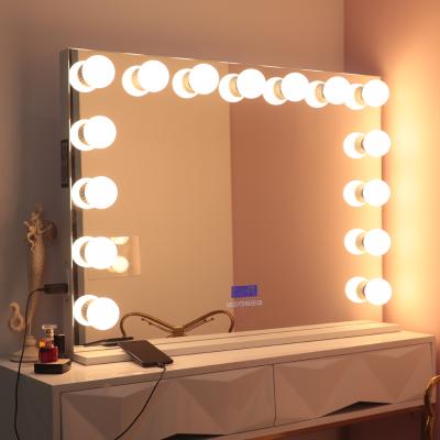 China Large Lighted Vanity Table Light Square Dressing Mirror Make Up Vanity Makeup Mirror With Led Bulb for sale