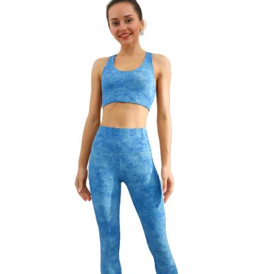 China European and American two-piece tight high vest yoga lulu yoga sports waist yoga naked pants suit for sale