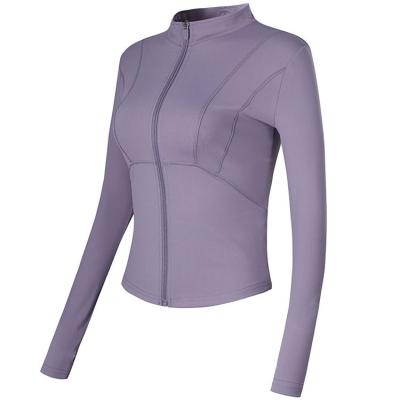 China Yoga Jacket Coat Breathable Flexible Active Wear Women Zipper Casual Gym Sports Fitness Jacket With Thumb Holes for sale